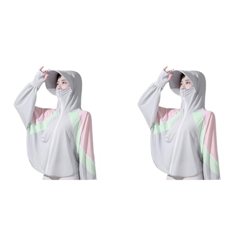 PALAY® Woman Sun Protection Hoodie Jacket Lightweight UPE50 Sun Blocking Coat with Pocket Long Sleeve Shirt Hiking Outdoor Face Mask 2 PCS PALAY® Woman Sun Protection Hoodie Jacket Lightweight UPE50 Sun Blocking Coat with Pocket Long Sleeve Shirt Hiking Outdoor Face Mask 2 PCS